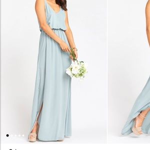 Show Me Your MuMu bridesmaids dress Kendall maxi dress in Silver Sage